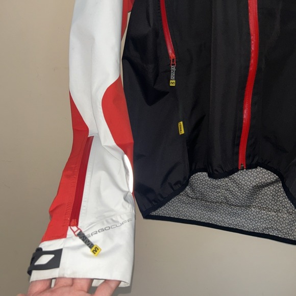 Mavic Rain Ride Jacket Ergo Cuff Pockets Red White Size XL - Picture 6 of 14
